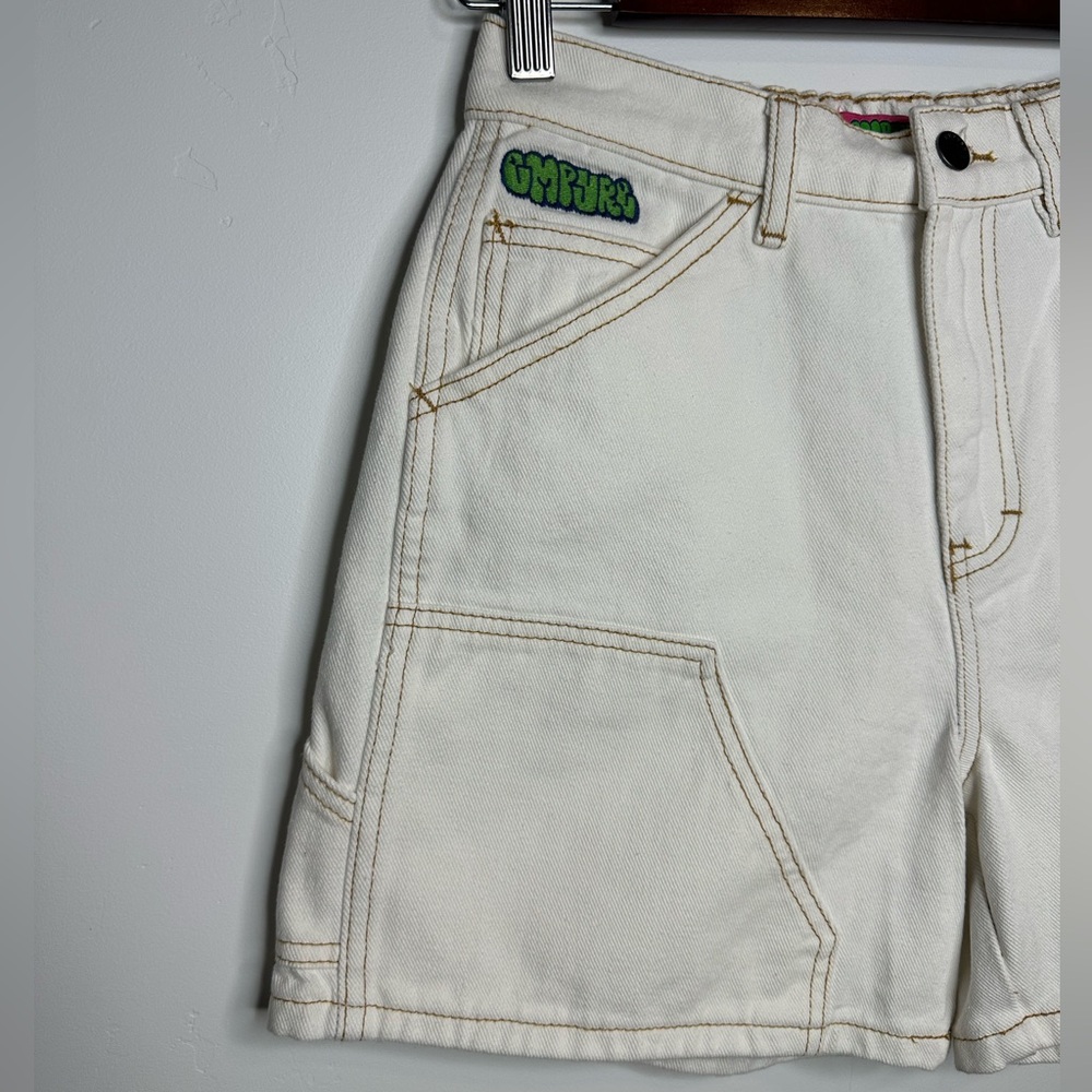 Like New‼️Empyre Cream Denim Cargo Shorts Size S Dixie Birch Carpenter Shorts - Picture 4 of 11
